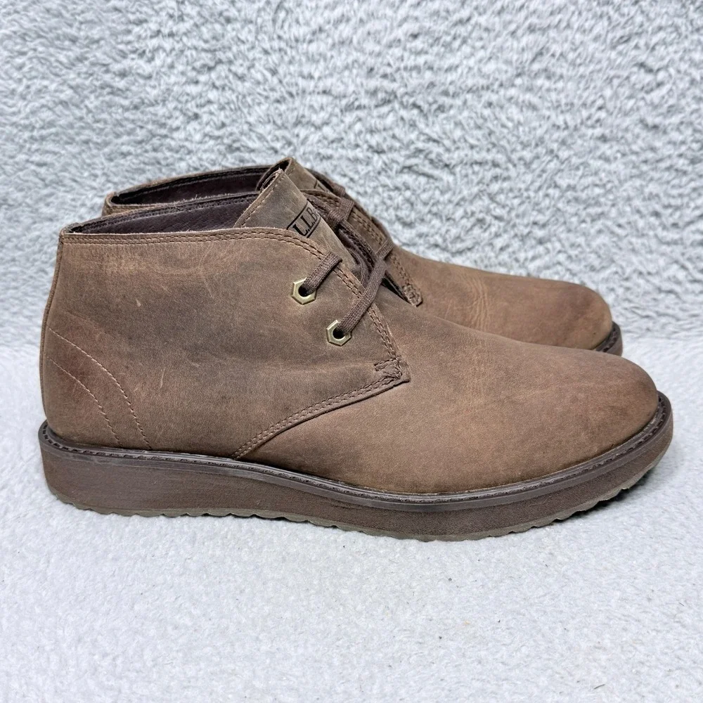 LL Bean‎ Stonington Mens Size 9 Chukka Boots Brown Oiled Leather Lace Up 511441